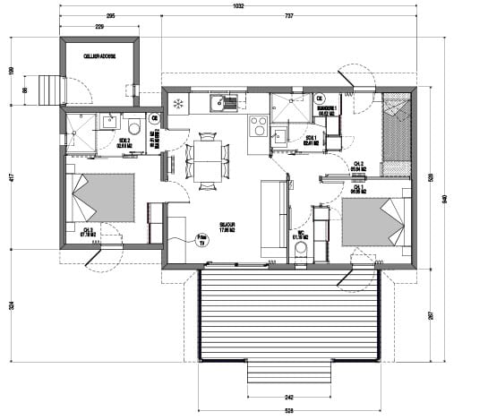 Plan chalet cottage T4